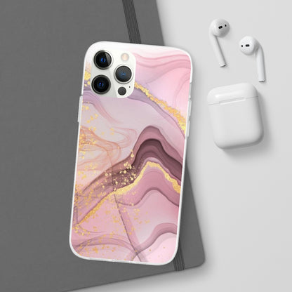 Pink and Gold Marble Flexi Phone Case