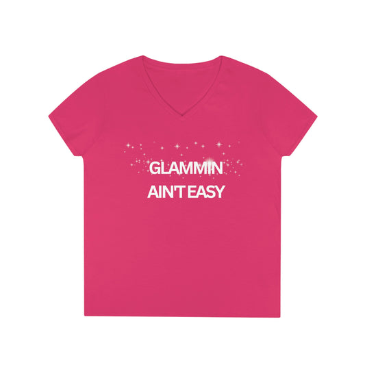 Glamming Ain't Easy, V-Neck T-Shirt