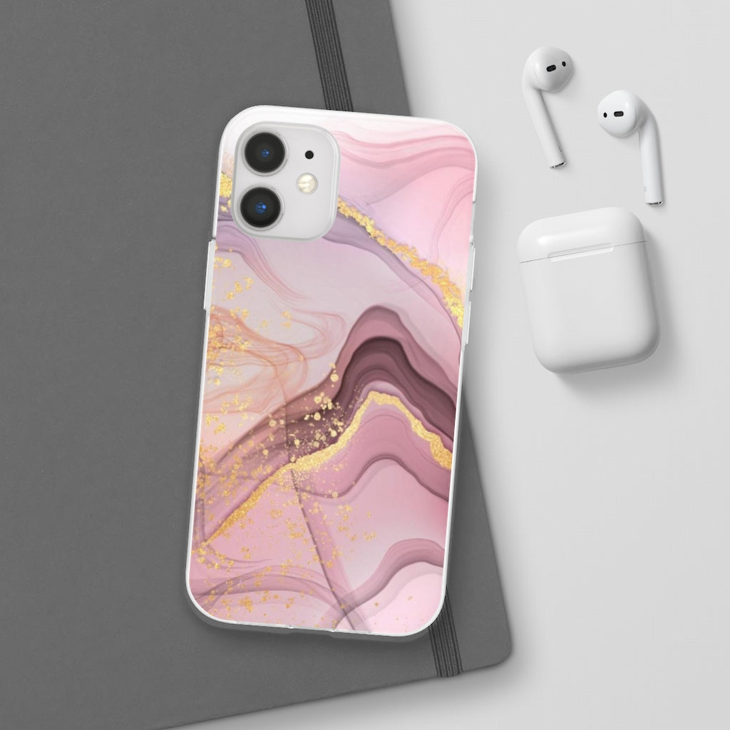 Pink and Gold Marble Flexi Phone Case