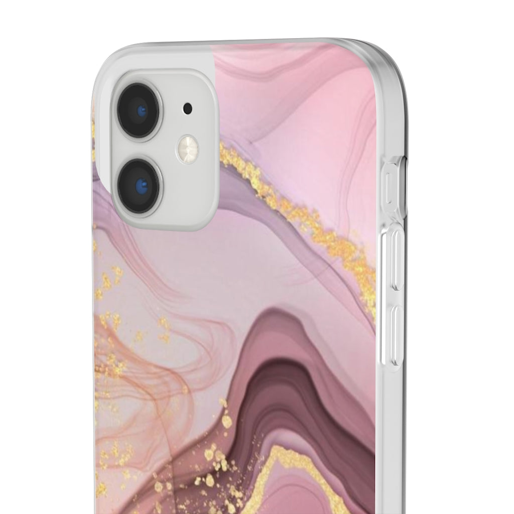 Pink and Gold Marble Flexi Phone Case